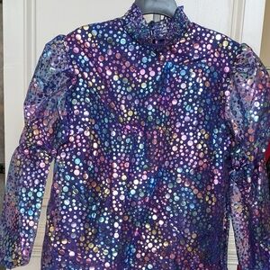 Ashley Stewart Blue metallic Bubbles Blouse